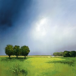 Green Fields of Home by Barry Hilton - Hand Finished Canvas on Board sized 18x18 inches. Available from Whitewall Galleries